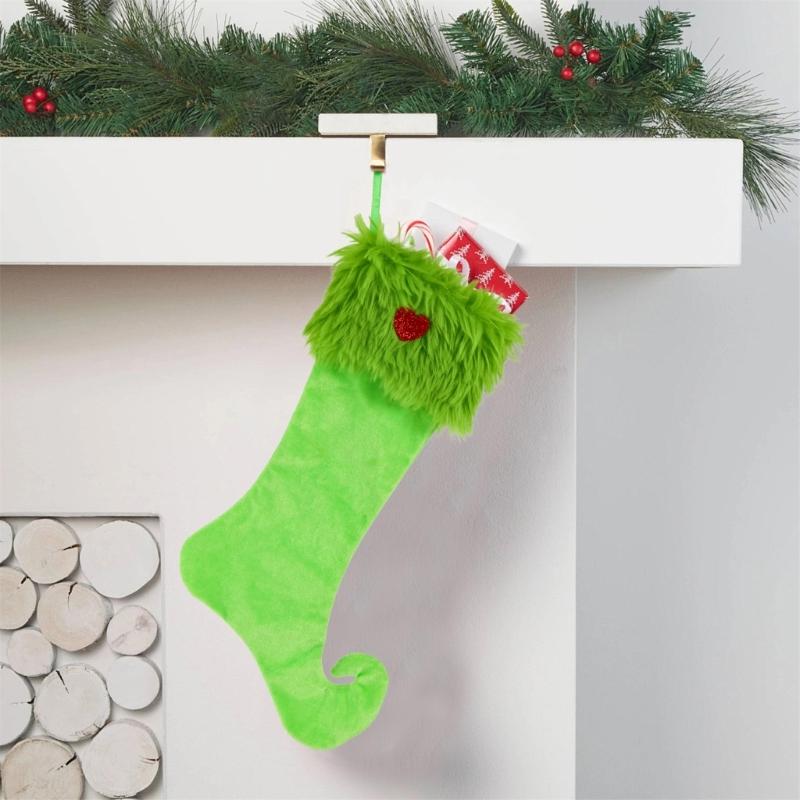 Large Christmas Stocking Soft Fabric Hanging Sock Holiday Party Gifts Bag Decoration For Christmas Tree Ornament Mantels
