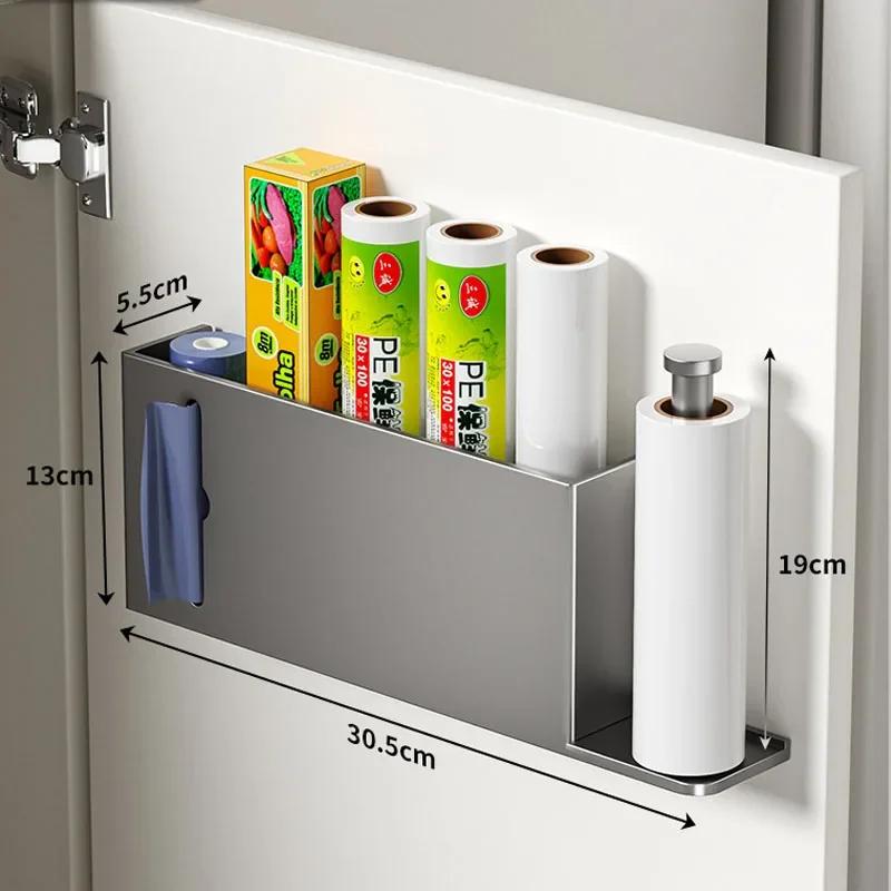 Paper Towel Holder Wall Mount for Kitchen, Self-Adhesive Under Cabinet Organizer, Punch-Free Cabinet Door Kitchen Organizer