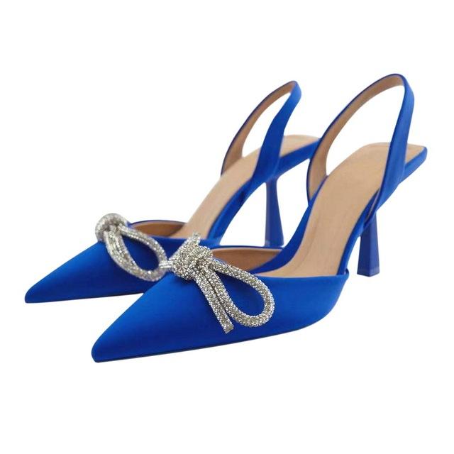 

Женская обувь, сандалии, элитные брендовые летние модные прозрачные тапочки на остром каблуке со стразами, женские пикантные туфли-лодочки 42 синий