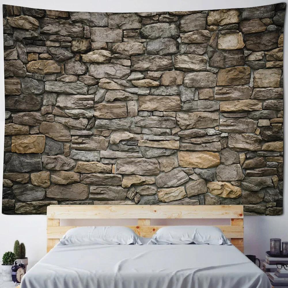 Colorful Stone Wall Tapestry Wall Hanging Bohemian Print Retro Art Room Wall Background Fabric Home Aesthetics Decoration
