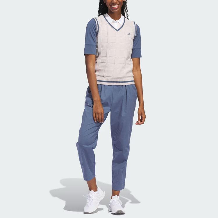 Adidas Go-To Sweater Vest Striped Color Block V-Neck Knit Vest Women Tops Oil-Grey-Purple IP4194