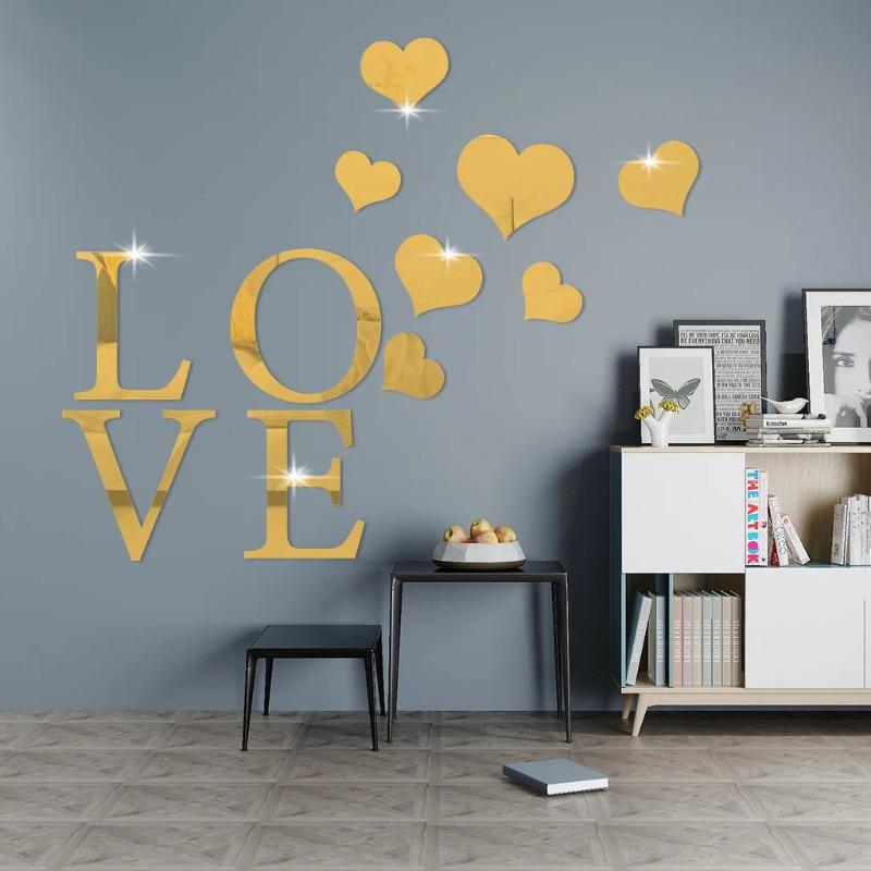 Acrylic LOVE Letter Mirror Sticker Bedroom Living Room Decorative Wall Stickers