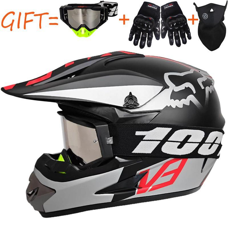Equipped With 100% Goggles + Gloves Mask Off-road Helmet Mountain Biking Downhill Youth Go-kart
