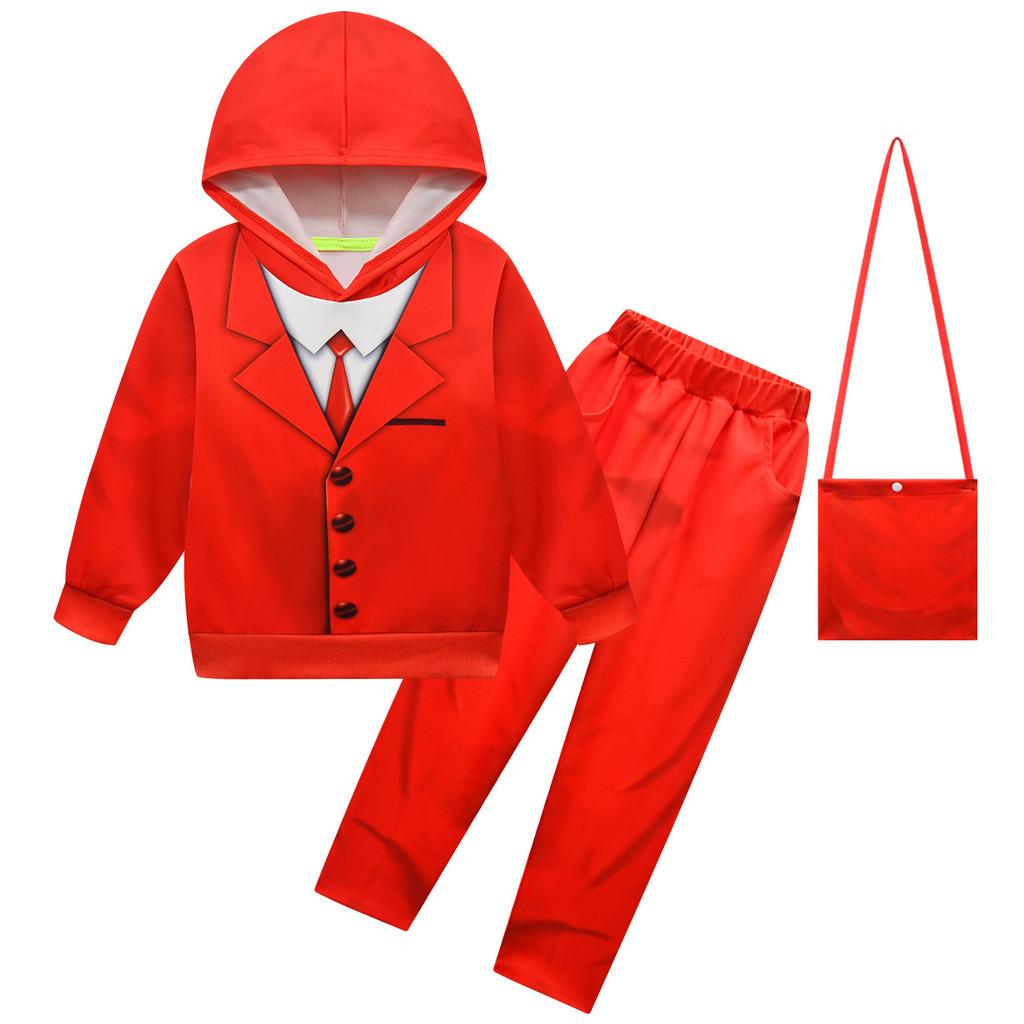 

Детские Мальчики Аниме Мультяшный Принт Повседневные Толстовки с Длинными Рукавами Топ Брюки Штаны Комплекты Одежды 160cm красный