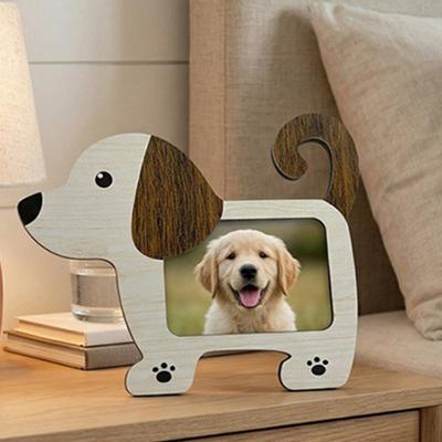 1/2 Pezzi Cornice Portafoto in Legno a Forma di Gatto Cartone Animato Porta Esposizione Foto a Forma di Cane Decorazione da Tavolo per Casa Ufficio Regalo per Amanti degli Animali