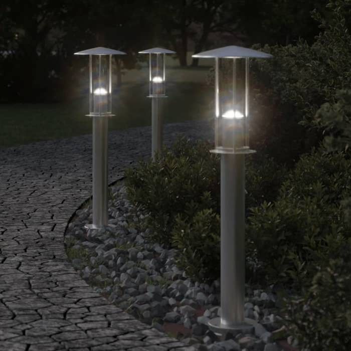 VidaXL Outdoor Floor Lamp Silver 60 Cm Stainless Steel, Outdoor Ground Lighting, Garden Ground Lighting, 4006349