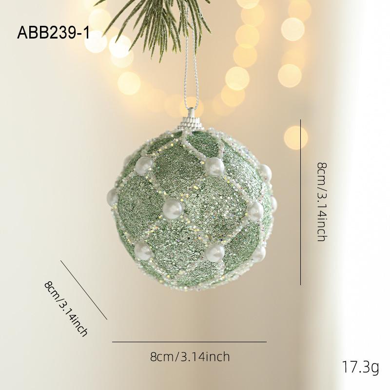 New Green Foam Christmas Ball Heterosexual Pendant Bright Glitter Sticky Powder Christmas Tree Hanging Ball Decorative Pendant Arrangement