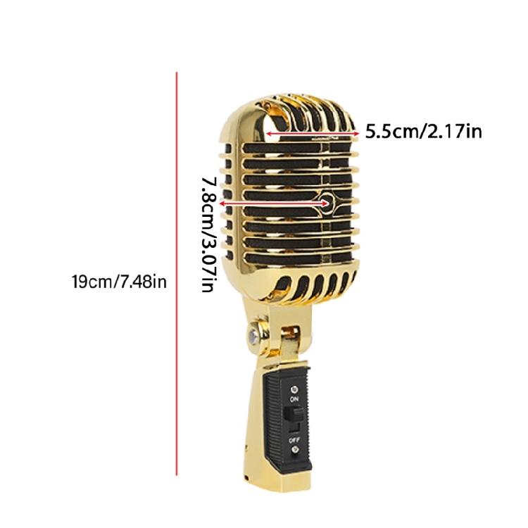 Metal Dynamic Microphone Metal Appearance with Retro Frame Self-tensioning Metal Frame for Stage and Studio Use