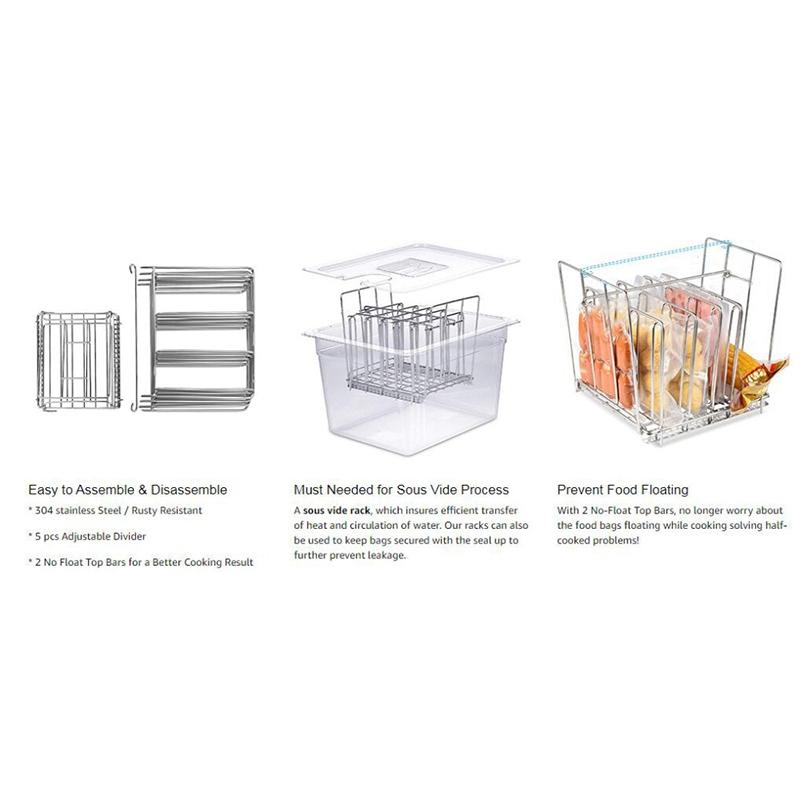 T02C!Stainless Steel Rack For Most 11L Sous Vide Cooker Containers Detachable Dividers Separator For Immersion Circulators