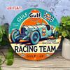 Vintage Gulf Racing Metal Wall Poster Round Sign Garage Decor