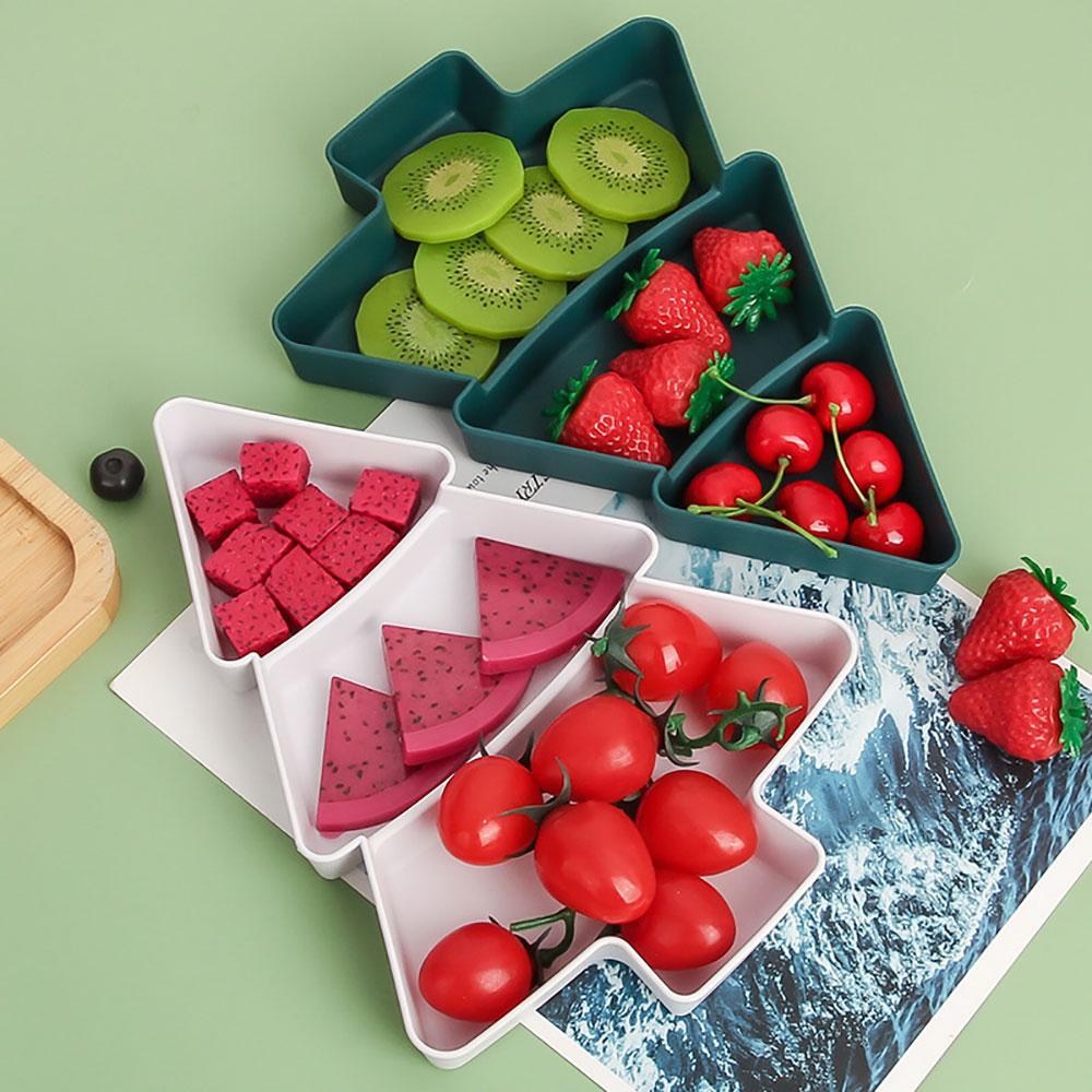 Silicone World Christmas Tree Fruit Plate Home Snack Plate Plastic Nut Candy Dish Melon Seeds Dried Fruit Box Lazy Snack Box