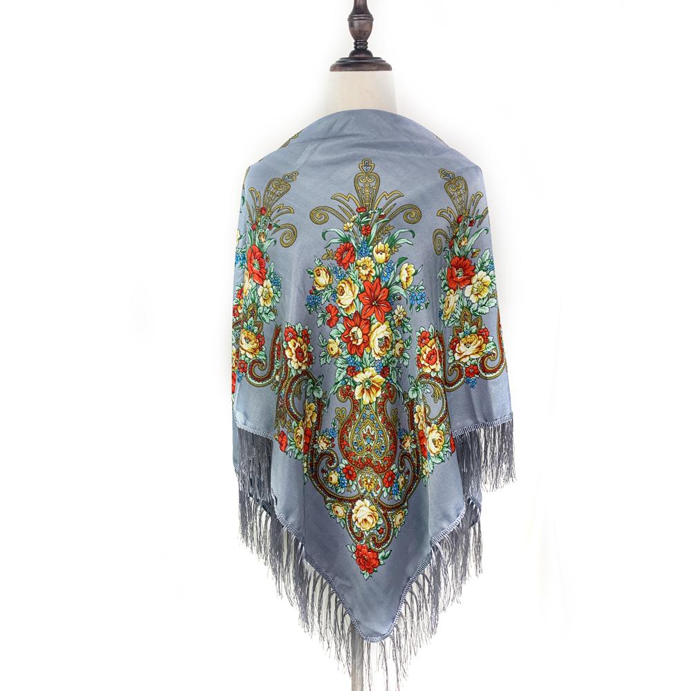 Luxury Floral Print Russian National Square Scarf