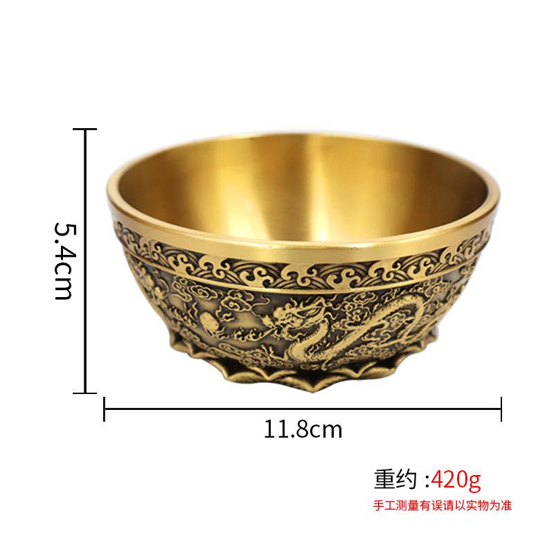 קישוט קערת אוצר דרקונים כפולים מנחושת לקישוט סלון קערת נחושת חדשה קערת אוצר מלאכת יד מתנה אוצרות מעובים