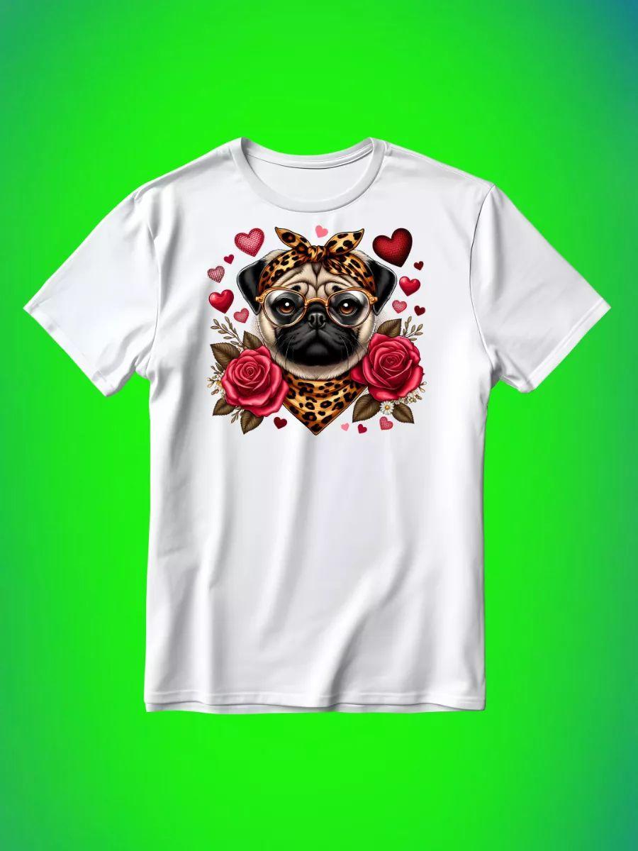 Pug in glasses T-shirt 2XL