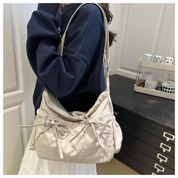 Textured Wrinkle Effect Nylon Tote Bag for Women Lightweight Large Capacity Shoulder Handbag Casual Daily Commuter Purse