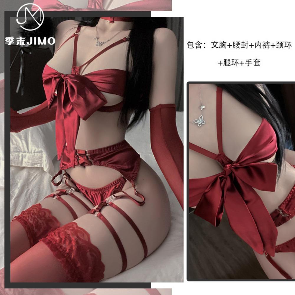 Domila Sexy Lingerie Suspender Straps Bondage Bundled Uniform Pure Desire Bow Seduction Onesie