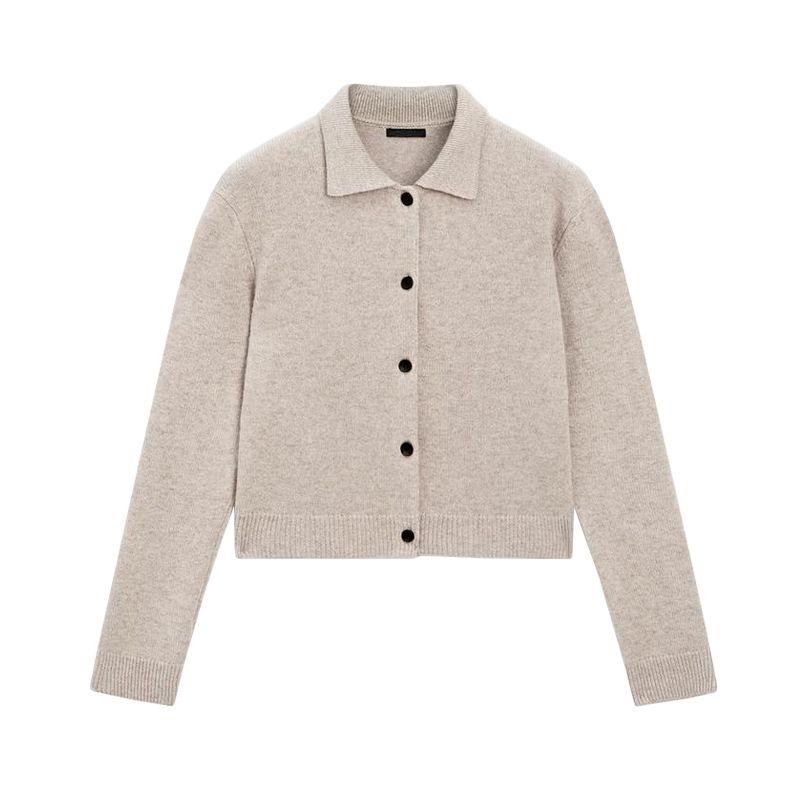 MD Spring New Women's Clothing French Style Retro Casual Long Sleeves Standard Collar Wool Blend Cardigan 6002800