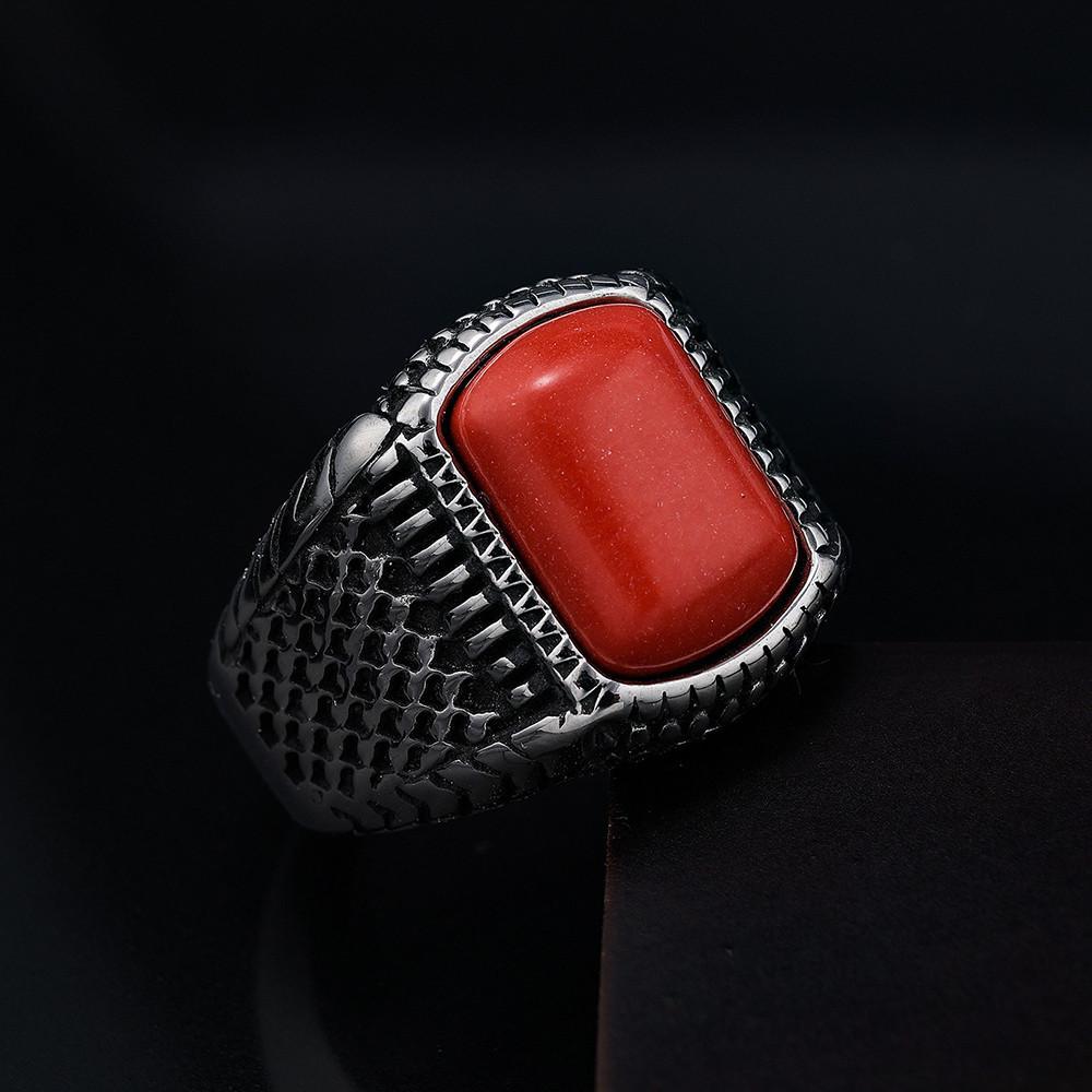 Anillo Retro Colorido de Piedras Preciosas Moda Masculina Punk Hip Hop Accesorio