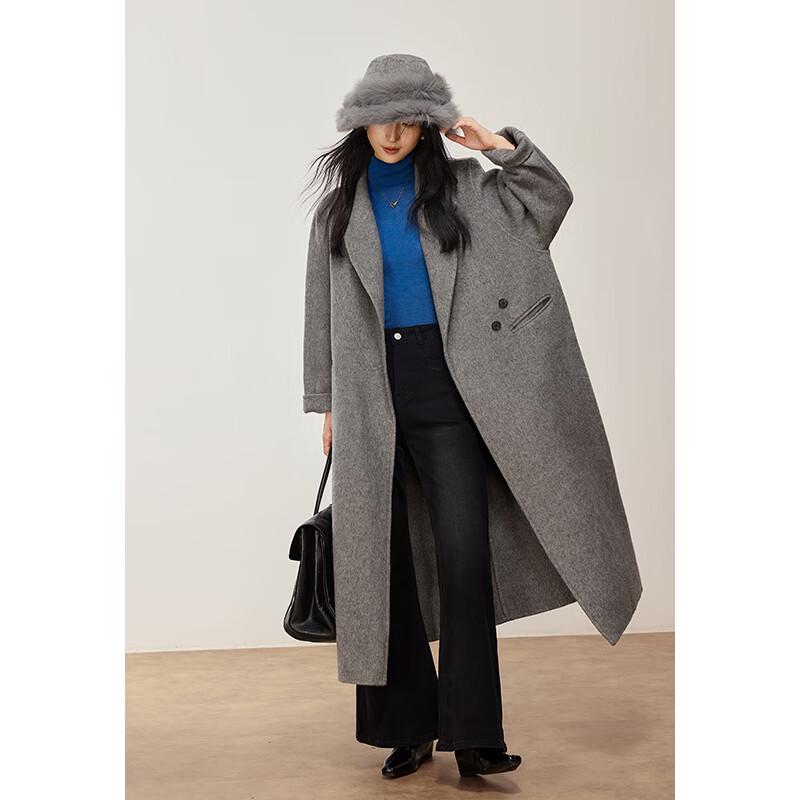 

VICTORIA&VERA Women s Winter Double-Sided Wool Blend Lapel Coat L