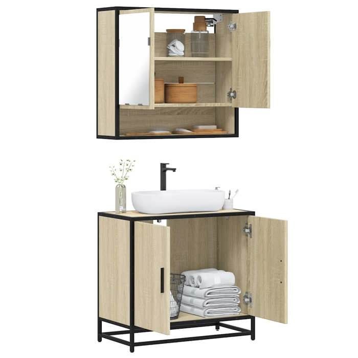 VidaXL 2-piece Bathroom Furniture Set Sonoma Oak, Storage Cabinet, Bathroom Cabinet, Vanity Unit 3300916