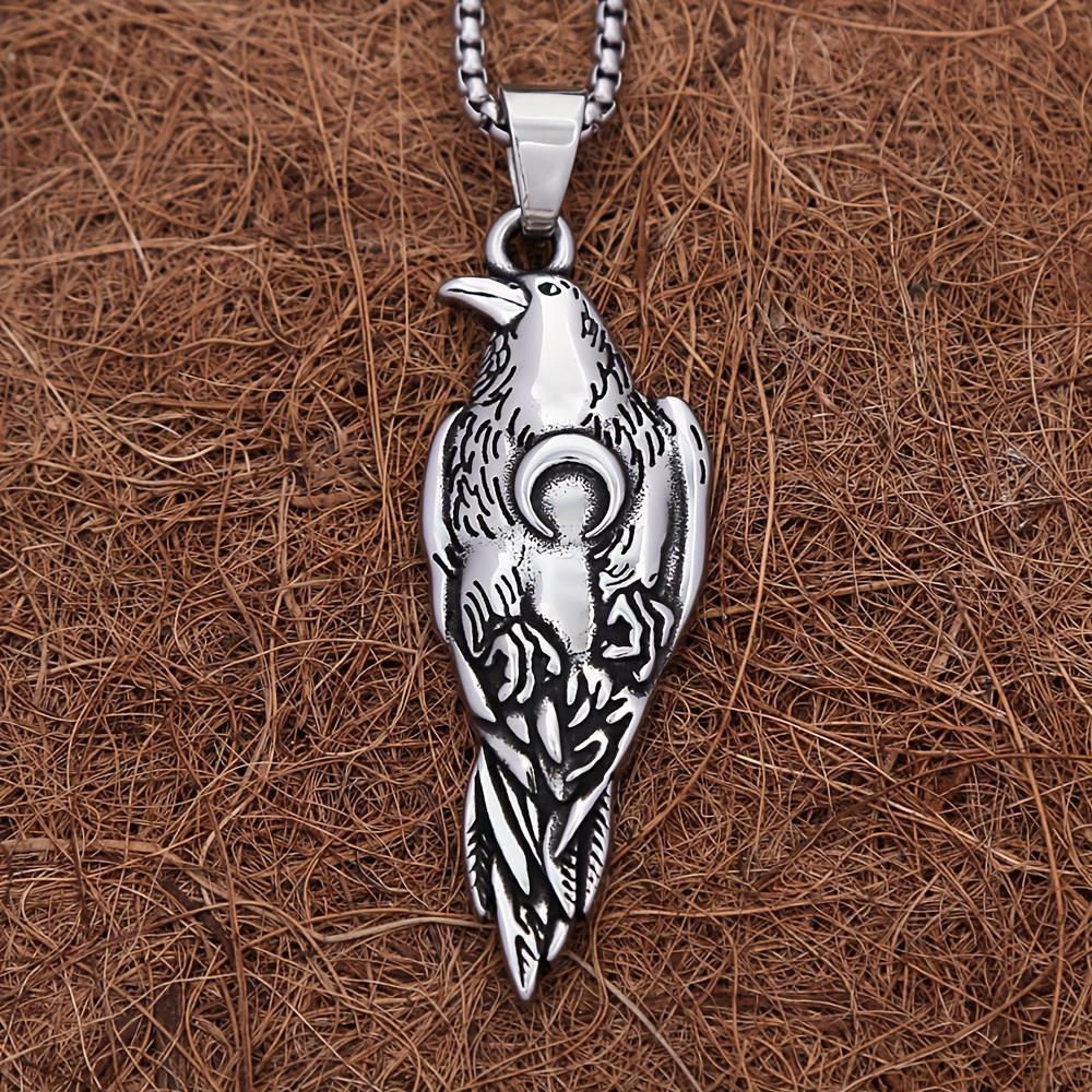 New Viking Crow Pendant Necklace Men's Moon Necklace Fashion Jewelry