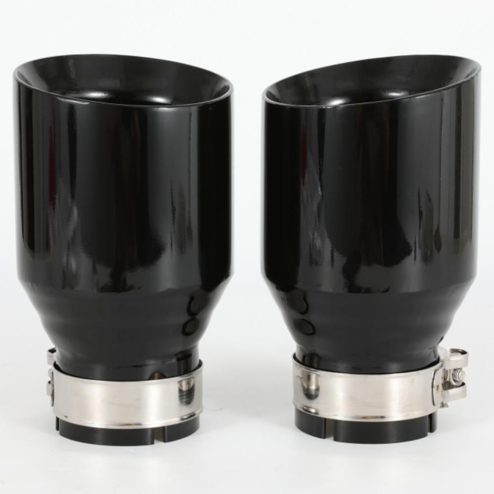1 PC Car Modified Stainless Steel Glossy Black Exhaust Pipe Universal Bevel Edeg Shiny Muffler Tip For BMW Series Mazda VW Benz