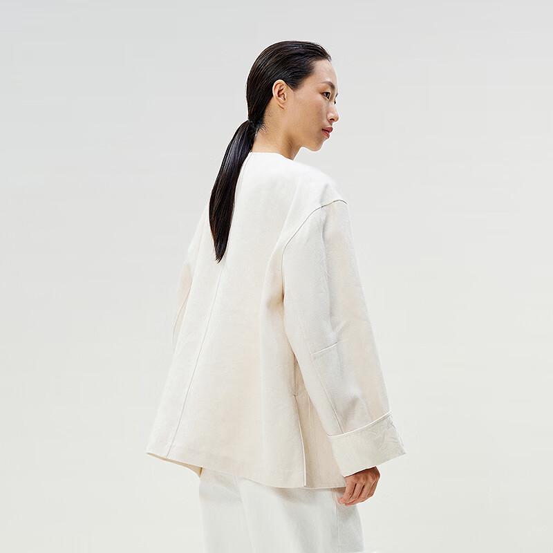 Less 2025 Spring Long Loose Collarless Jacket