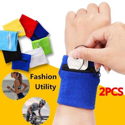 Mini Fitness Sport Reißverschluss Armband Geldbörse Schlüsselhalter Baumwolle Handgelenktasche