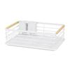 ABNO-Kitchen Table With Detachable Drip Tray, Tableware Rack, White Dish Drain Rack, Multifunctional Tableware Storage Rack