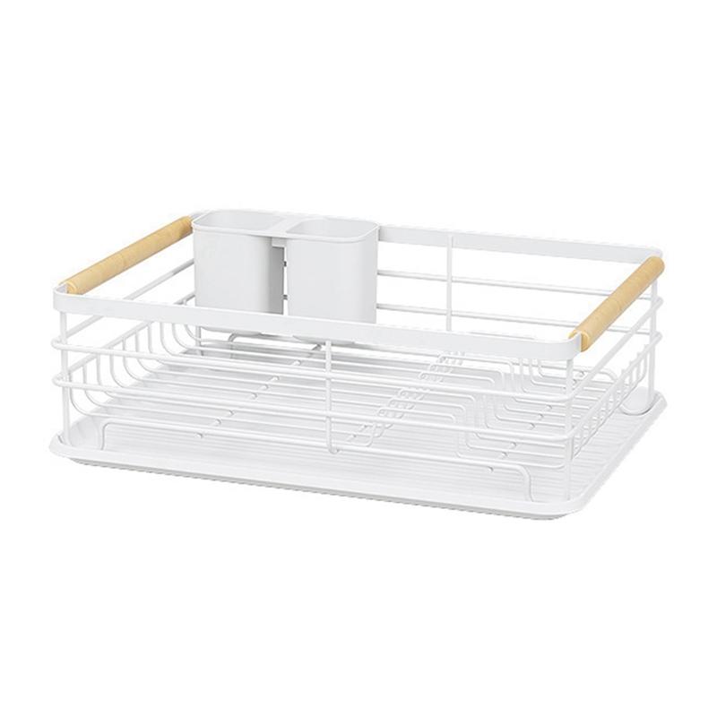 

ABNO-Kitchen Table With Detachable Drip Tray, Tableware Rack, White Dish Drain Rack, Multifunctional Tableware Storage Rack білий