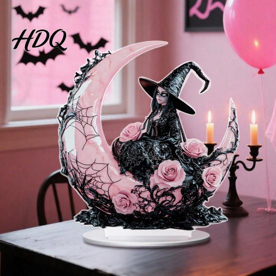 Unique Holiday Party Centerpieces Halloween Dark Style Table Decorations Acrylic Pink And Black Gothic Centerpiece Sweet Cool Home Accents Crescent