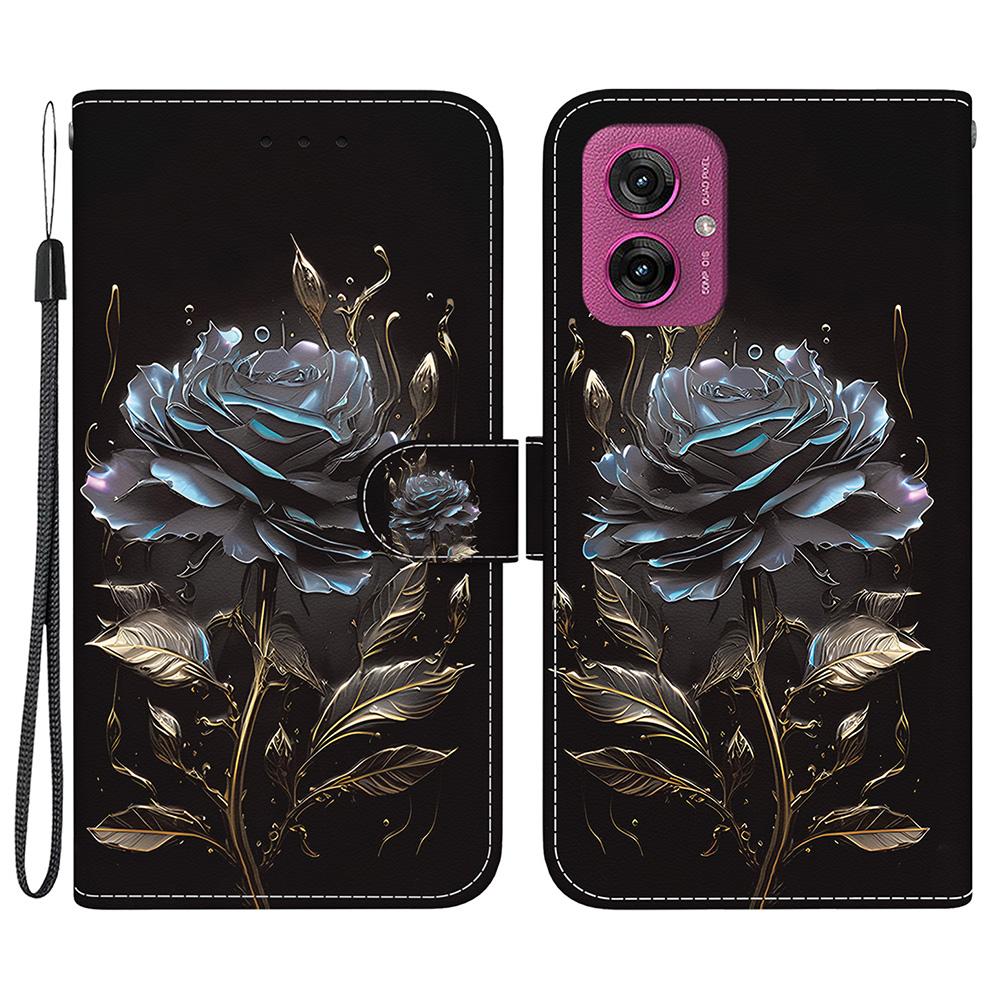 Etui portfelowe na telefon Motorola Moto G55 5G, Skórzane etui z klapką zapobiegające upadkom, Nadruk wzoru