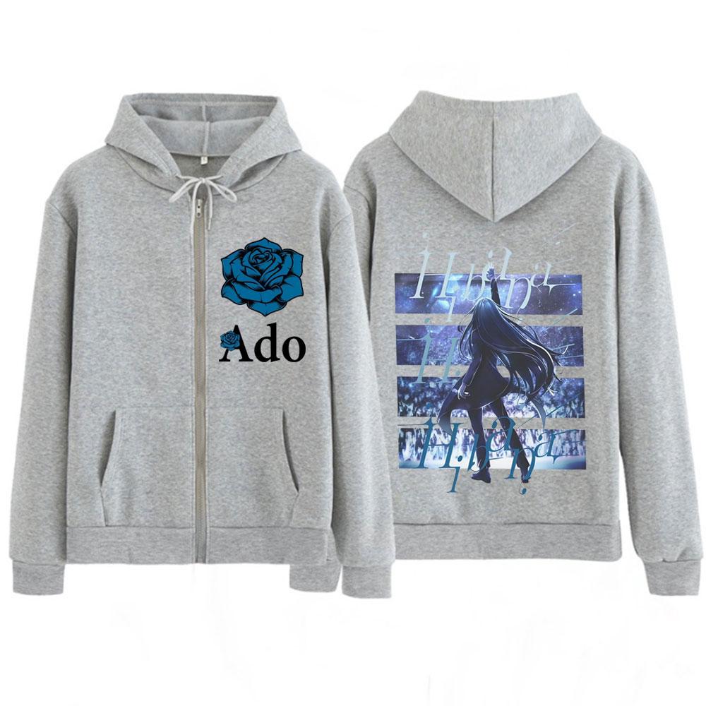 Ado WORLD TOUR Hibana Kapuzenpullover mit Reißverschluss für Damen und Herren, langärmelig, lässig, hochwertig, Winter, Harajuku-Stil, Sweatshirt mit Reißverschluss