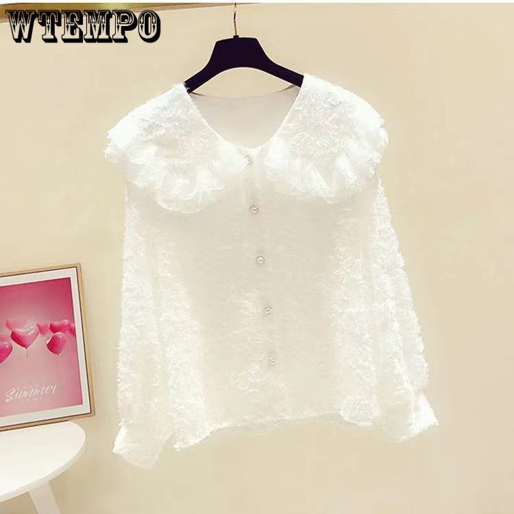 Padded and Thickened Autumn and Winter Models Shirt Female Temperament Lace Edge Yangqi Bottoming Casual Shirt Thin Versatile Blouse