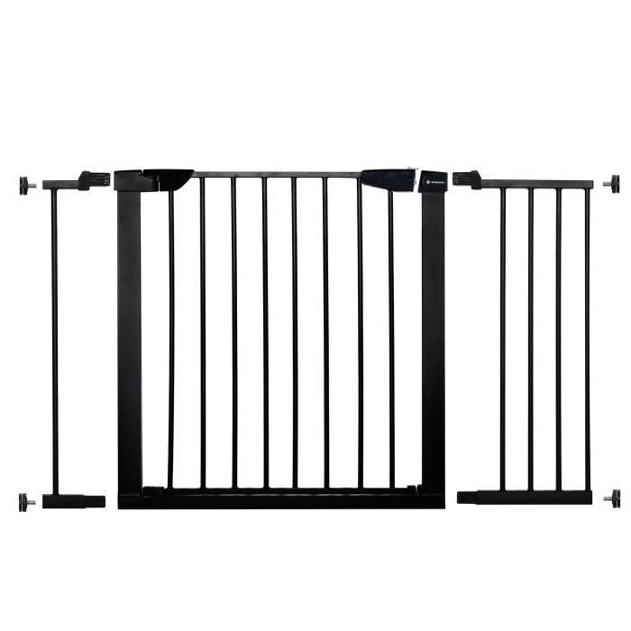 Barrière de Sécurité Bébé Enfant pour Escaliers, Portes - SPRINGOS - réglable - Noir - Métal noir