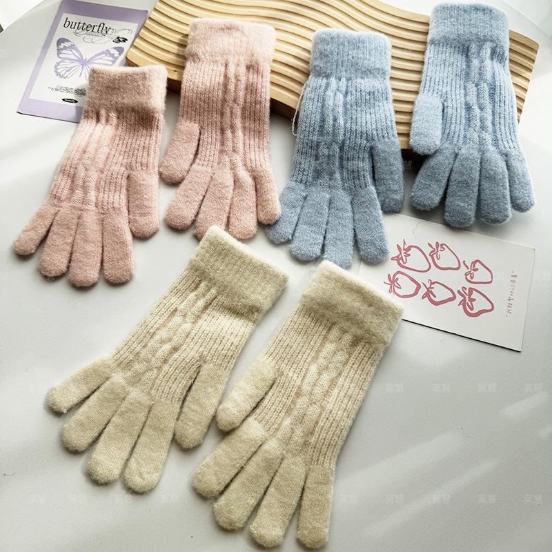 New adult season thickened outdoor knitted wool female finger leakage finger