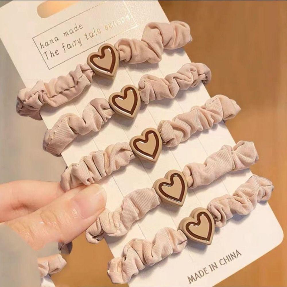 Heart Shape High Elastic Hair Rope Flannel Mini Hair Tie Durable Small Intestine Hair Band  Woman's