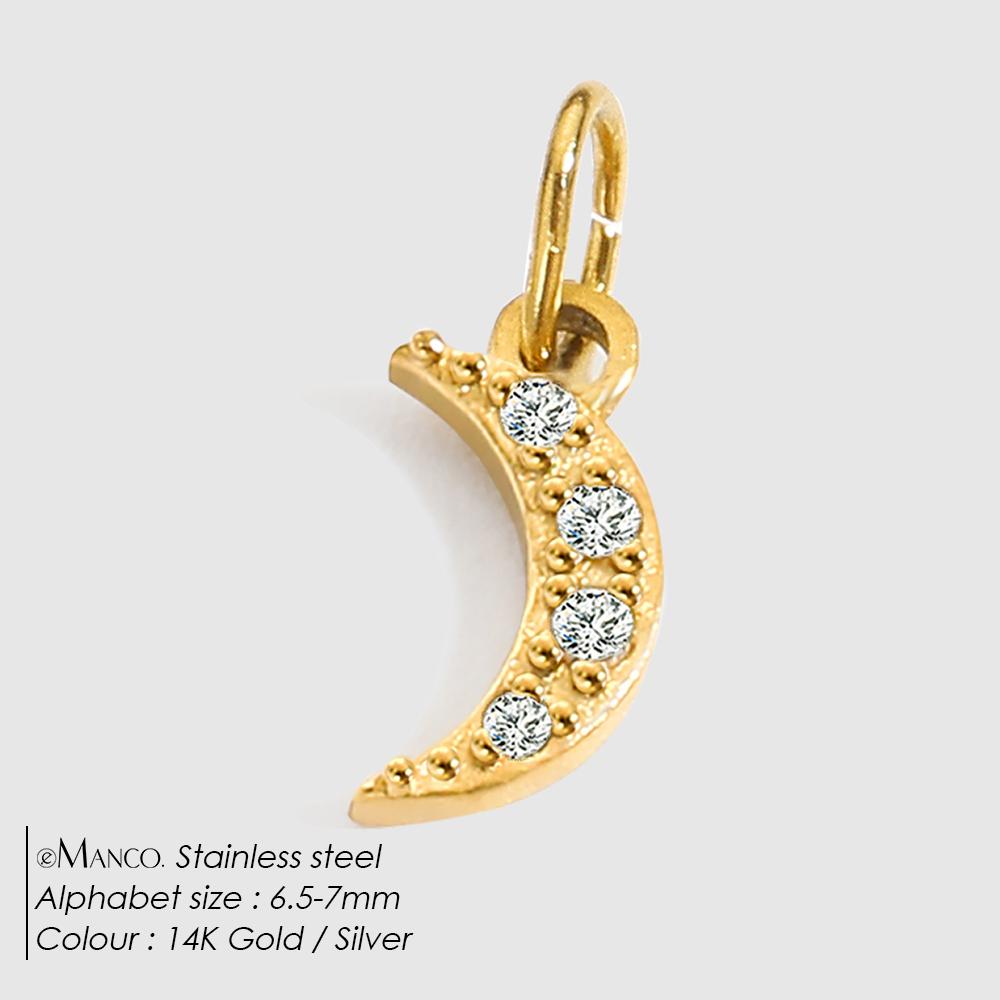 eManco Diamond Alphabet Pendant for Women DIY Necklace Bracelet Jewelry Making Anniversary Gift Customizable Silver