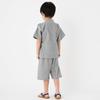 Watanosato Made In Japan Hickory Pattern Crepe Woven Casual Jinbei for Boys Gray (Size 90, Stripes)