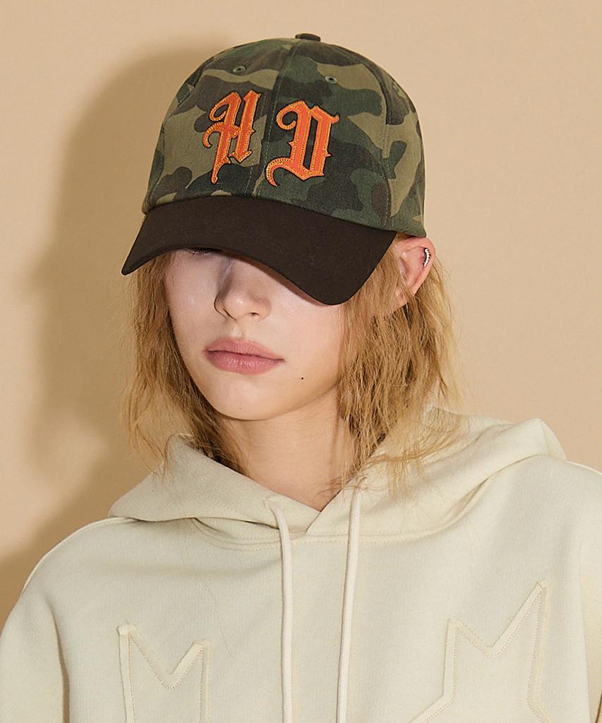 HOODHOOD Hd Artificial Leather Applique Camo Ball Cap Khaki
