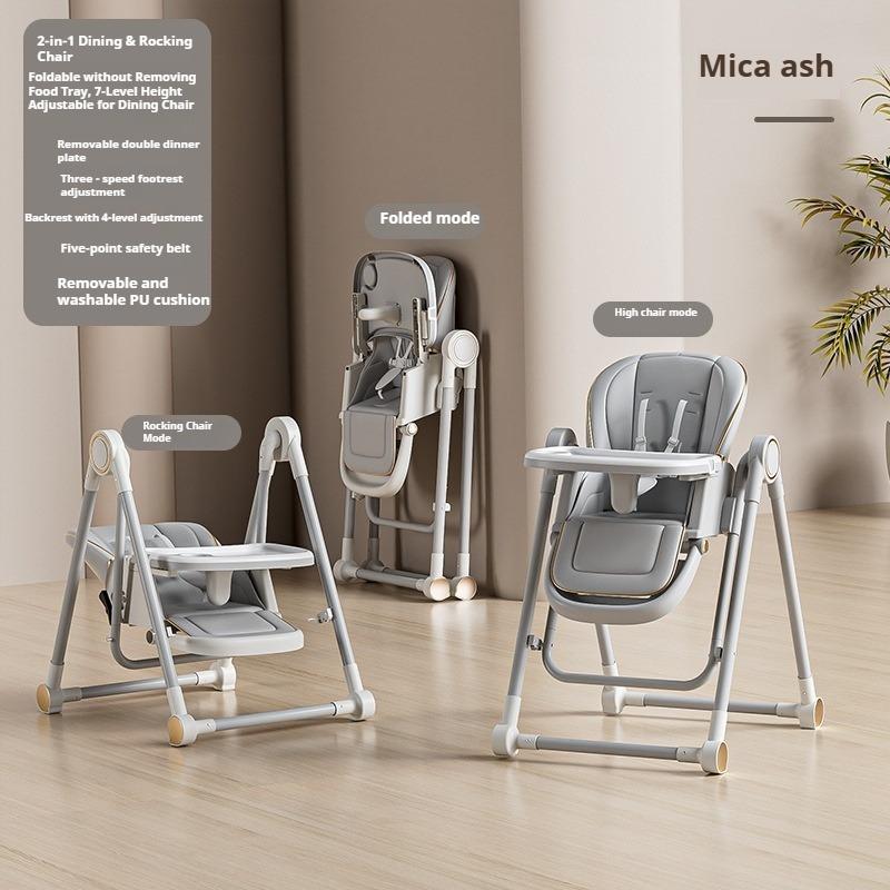 Baby dining chair foldable baby children's dining table two-in-one multi-functional rocking chair