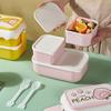 1L/2L Double Layer Lunch Box Cute Children Bento Box with Compartments Microwavable Food Storage Container for Picnic School