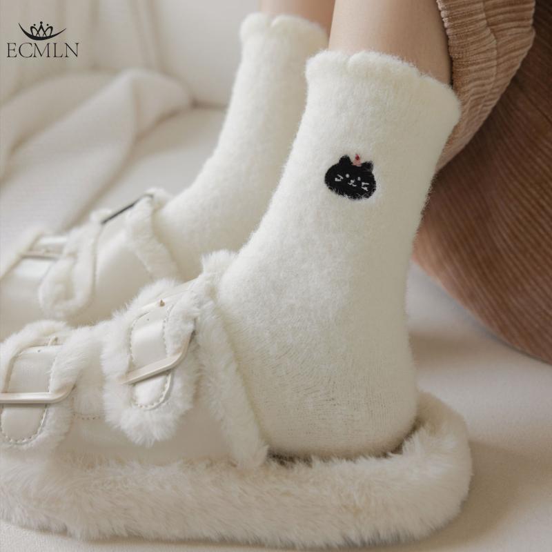 Mink Velvet Socks for Women Autumn and Winter Thickened Velvet Warm Home Sleep Socks Women's Mid-tube Socks