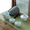 Set da Tè Kung Fu Cinese Set Teiera Portatile in Ceramica Tazze da Tè Gaiwan da Viaggio Tazza da Tè Cerimonia del Tè Tazza da Tè Bel Regalo con Borsa da Viaggio