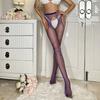 Hot Diamond Black Stockings Sex Socks Sexy Perspective Temptation Hollow and Drilled Four-Sided Open One-piece Mesh Socks