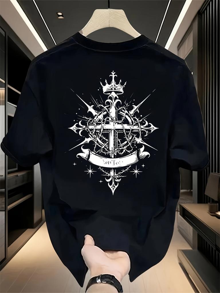 Harajuku Gothic Style Printed Men's T-shirt Casual Loose Sports Short Sleeved Tops Unisex Cotton T Shirts Summer Street Men Tees