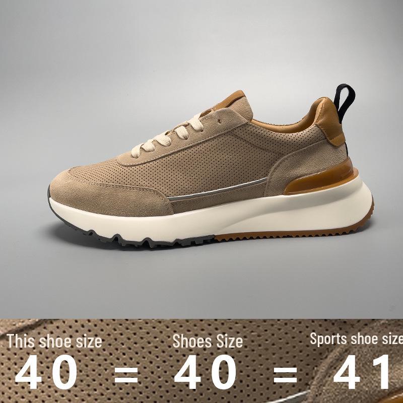 

Genuine Leather Men s Casual Handmade Shoes - Breathable Cowhide Forrest Gump Style 43 (equals sneaker size 44)