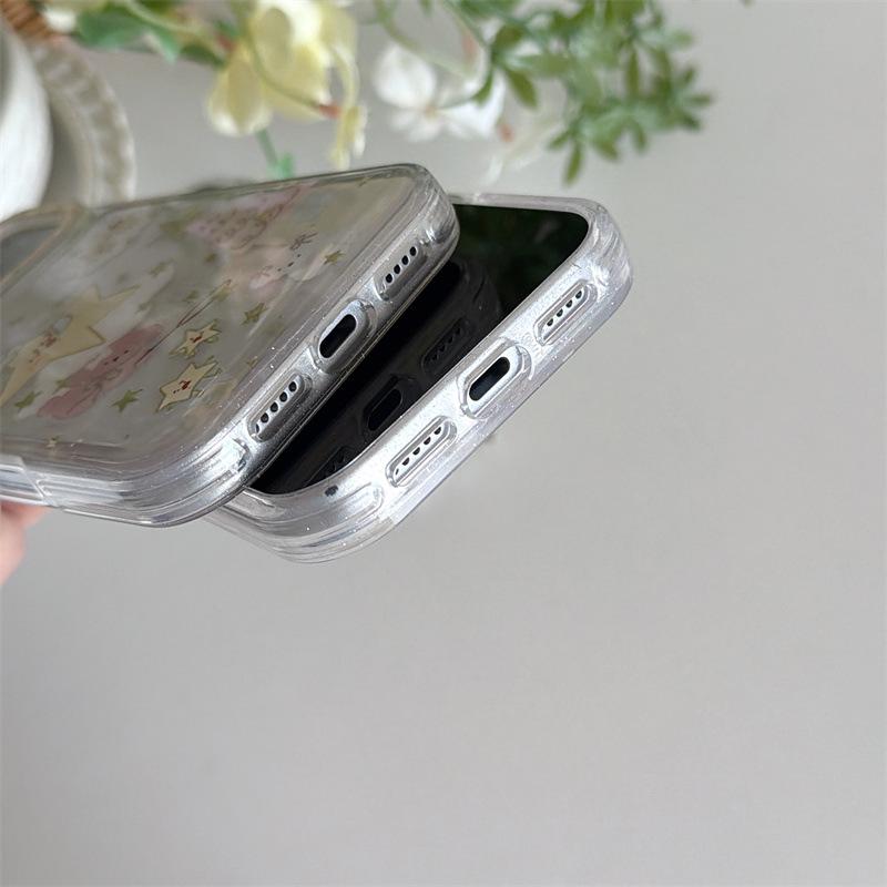 Korean-Japanese Star & Puppy Chain Phone Case for iPhone 16 Pro Max/15 Pro