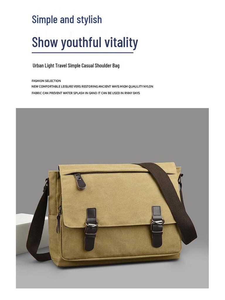Korean Canvas Messenger Bag: Trendy Large Capacity Shoulder Bag for Men, Students, and Camera Gear