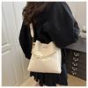 Faux Leather Bucket Bag for Women, Trendy Chain Shoulder Purse, Minimalist Crossbody Handbag KTB